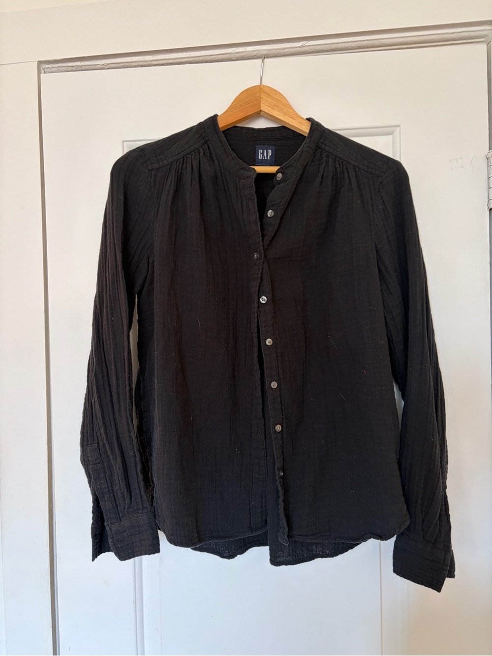 Cotton GAP Black Button-Up Gauze Shirt